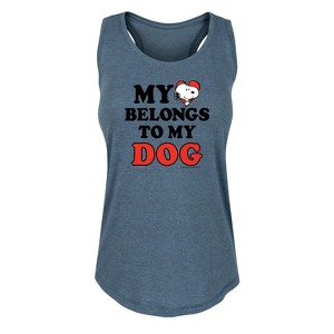 Women's - Peanuts - Heart Belongs Dog Graphic Racerback Tank - 1 of 4