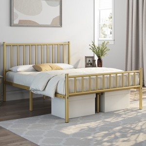 Yaheetech Metal Platform Bed Frame with Spindle Headboard and Footboard - 1 of 4