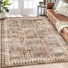 Washable Area Rug Retro Chic Medallion Distressed Design Living Room - 2 of 4