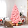 Tangkula 6Ft Artificial Christmas Tree Hinged Spruce Full Tree with Metal Stand Pink - 3 of 4
