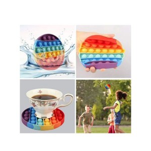 Link Rainbow Bubble Popper Sensory Fidget Toy Silicone Stress Reliever Toy Autism Special Needs - 4 Pack - 1 of 4