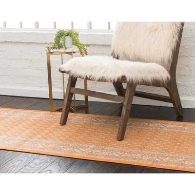 Vibrant Orange Synthetic Easy-Care Indoor Runner Rug