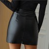 Women's Casual High Waist Fashion Asymmetric PU Leather Split Hemline Skirt A Line Casual Cocktail Party Mini Skirt - 2 of 4