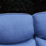 blue cushion/brown wicker