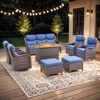 Buenhomino 8 Pieces Patio Furniture Sets with Fire Pit Table, Wicker Outdoor Conversation Sets with 4 Swivel Rocker Chairs, 3-seat Sofa and Ottomans - 3 of 4