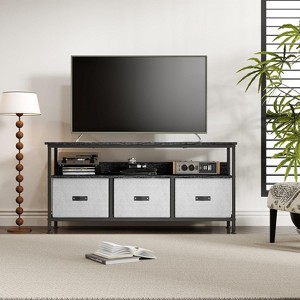 Jojoka 47.2 Inch Dresser TV Stand Fits for TVs up to 55 Inch, Small Media Console Table with 3 Fabric Drawers and Open Shelf - 1 of 4