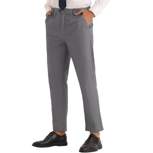 Lars Amadeus Men's Double Pleated Solid Color Slim Fit Dress Pants - 1 of 4