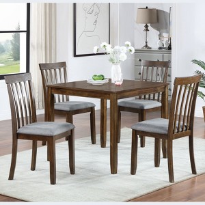 CAVINAS 34.5" Dining Table Set for 4 Square Wood Dining Table with 4 Upholstered Chairs for Kitchen - 1 of 4