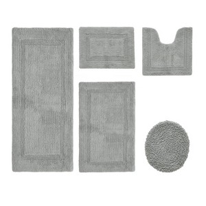 Lux Premium 100% Cotton Tufted Solid Reversible 5 PC Bath Rug Set – Ultra-Soft, Water-Absorbent, Durable, Machine Washable Bathroom Rug - 1 of 4