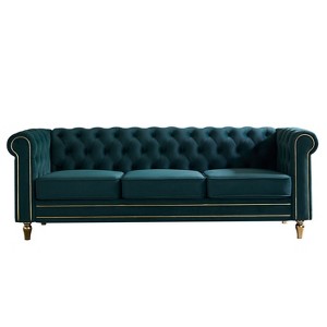NicBex 84.65 Inch Modular Sectional Sofa Couch with Tufted Backrest Mid-Century 3-Seater Sofa with Gold Ribbon Decoration for Living Room - 1 of 4