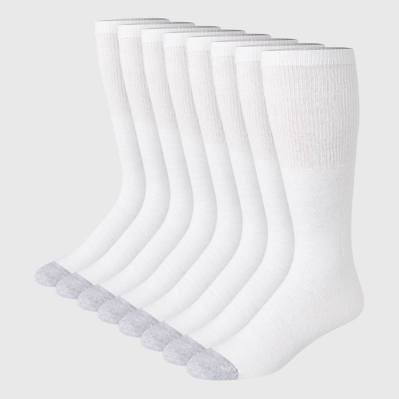 Hanes Red Label Men&#39;s FreshIQ Over-the-Calf Tube Socks 8pk - White 6-12, 1 of 4
