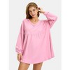 EXLURA EXLURA Womens Spring Long Sleeve Shirts V Neck Casual Maternity Tops Loose Babydoll Pullover Dressy Tunic Blouse Outfits 2025 Apricot - 4 of 4