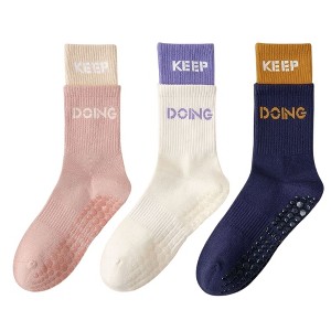 Anna-Kaci Women's 3-Pair Set Mid-Calf Grip Socks with Cushioned Soles and Motivational Text for Yoga Pilates Fitness - 1 of 4
