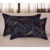 HomeRoots Set of Two 12" X 20" Chocolate Chevron Cowhide Lumbar Throw Pillows - 2 of 4