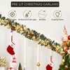 Artificial Xmas 6Ft Garland,  Christmas Garland with 20 LED Lights, Rattan Christmas Decoration with Gold Bows, Ball Ornaments, Pine Cones - 2 of 4