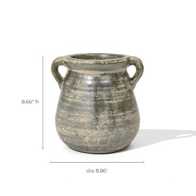 Rustic Gray Ceramic Jug Vase Set for Tabletop Decor
