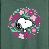 Women's - Peanuts - Snoopy Valentine Floral Circle Lightweight French Terry Wide Neck Long Sleeve Shirt - 2 of 4