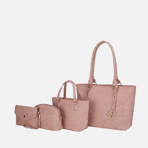 MKF Collection Edelyn Embossed M Signature Vegan Leather Women’s Tote Bag by Mia K – 4 Pcs set - 1 of 4