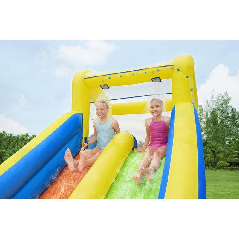 Bestway H2OGO! AquaRace Kids Inflatable Outdoor Water Park with Dual Slides, Built-In Sprayer, Splash Pool, Storage Bag, & Air Blower for Quick Setup, 5 of 8