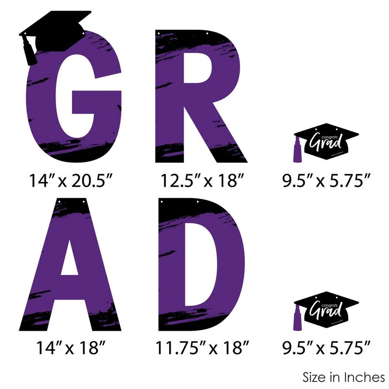 Big Dot of Happiness Purple Grad - Best is Yet to Come - Large Purple Graduation Party Decorations - GRAD - Outdoor Letter Banner, 5 of 8