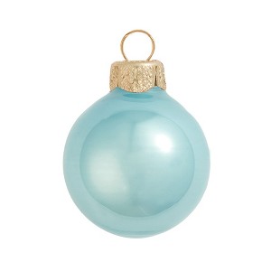 Northlight Petite Pearl Finish Glass Christmas Ball Ornaments - 1.25" (30mm) - Baby Blue - 40ct - 1 of 2
