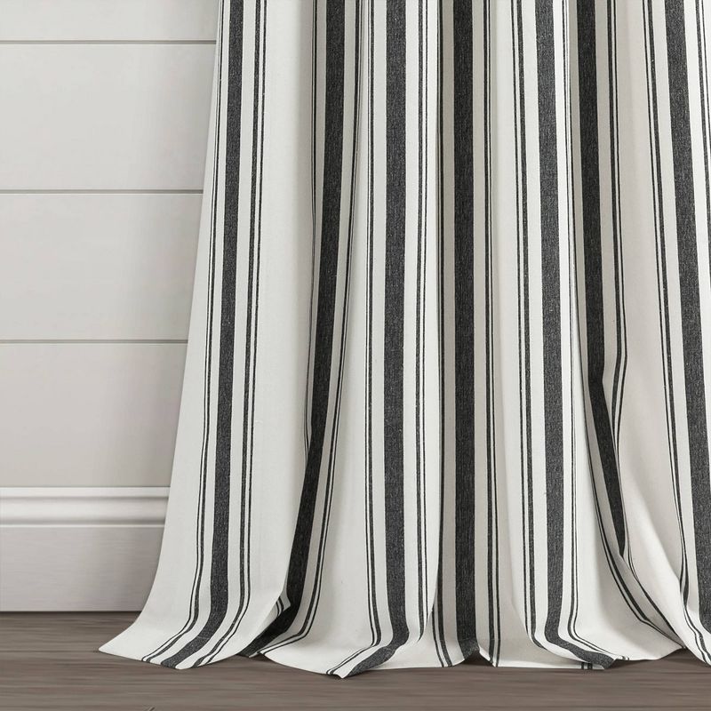 2pk 42&#34;x84&#34; Light Filtering Farmhouse Striped Yarn Dyed Curtain Panels Black - Lush D&#233;cor, 5 of 8