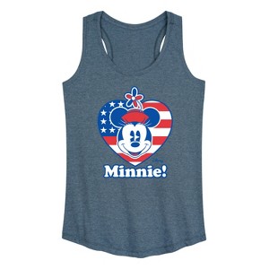 Women's - Disney - Minnie Flag Heart Graphic Racerback Tank - 1 of 4