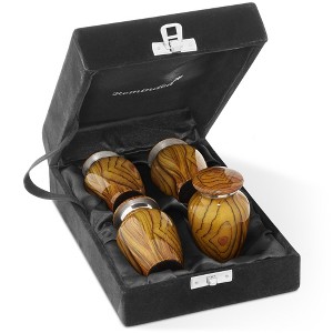 Reminded Adult Cremation Memorial Urn for Human Ashes, Wood Grain Brass Funeral Urn with Velvet Bag - 1 of 4