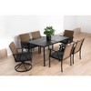 Mshliw 7-Piece Outdoor Wicker Patio Dining Set with Cushions, Swivel Rocker Chairs, Steel Table with Umbrella Hole for Backyard, Garden, and Poolside - 3 of 4