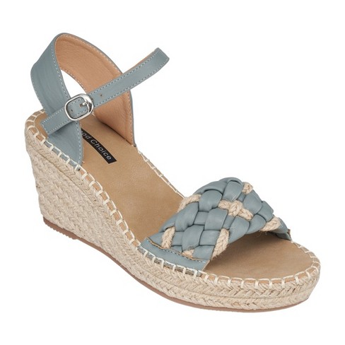 Gc Shoes Cati Blue 6.5 Woven Espadrille Comfort Slingback Wedge Sandals ...