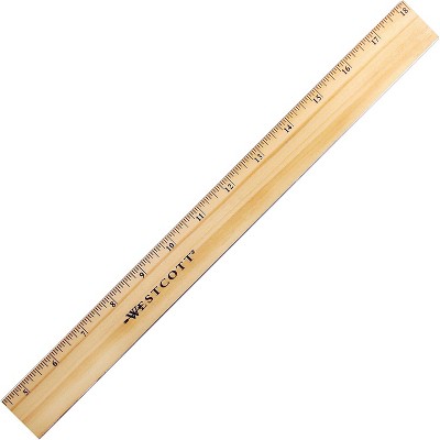 Acme Wood Ruler Scaled 1/16ths Brass Edge 18"L Natural 05018