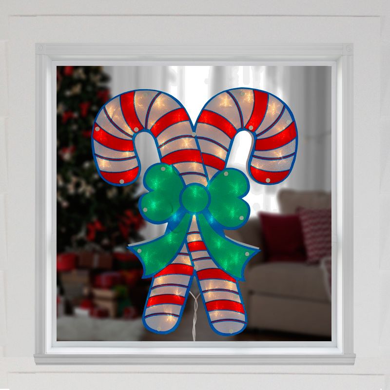 Northlight 18.5" Lighted Double Candy Cane Christmas Window Silhouette, 2 of 4
