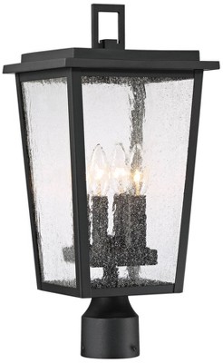 Minka Lavery Modern Outdoor Post Light Fixture Sand Black 19 3/4" Clear Seeded Glass Shade for Exterior Barn Deck Porch Yard Patio