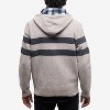 CULTURA Mens' Full Zip Hooded Striped Cardigan Sweater With Faux Shearling Lining - 2 of 4