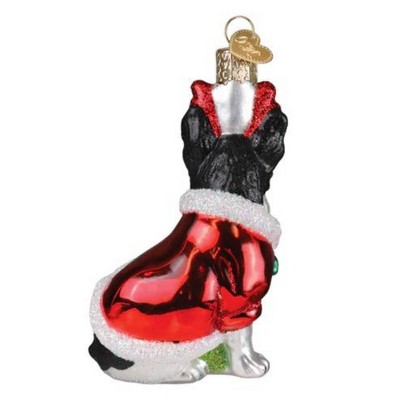 Festive French Bulldog Glass Christmas Ornament