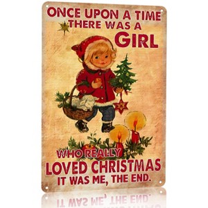 Women Girls Gifts Rustic Christmas Sign Just A Girl Who Loved Christmas Funny Tin Sign - 1 of 4