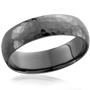 Pompeii3 Mens 14K Black Gold Hammered Wedding Ring 6mm New Band - 1 of 4