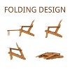 Outdoor Wooden Folding Adirondack Chair with Retractable Ottoman, Pre-Assembled BackRest & SeatBoard, Wood Patio Chair for Garden Backyard Porch Pool - 3 of 4