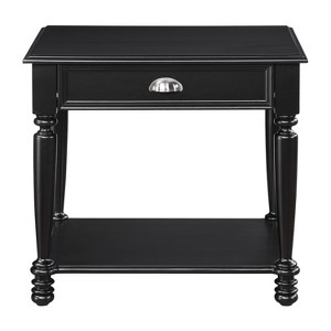 Vynxaria ClassicNightstand/End Table - Dovetail Drawer & Bottom Shelf, Birch Veneer, Nickel Cup Pulls,Traditional Living Room Side Furniture, Black - 1 of 4