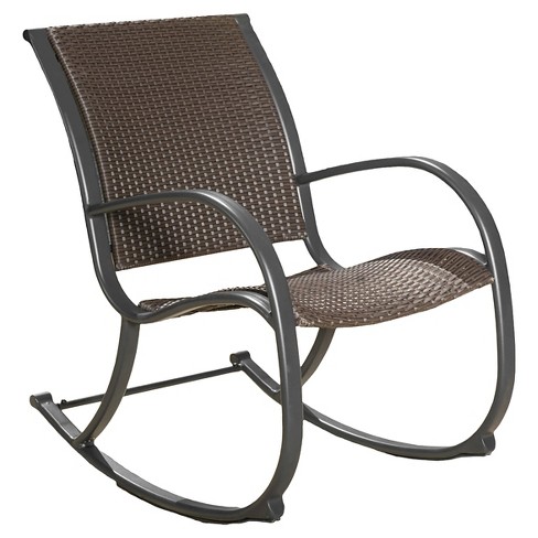 Gracie S Wicker Patio Rocking Chair Brown Christopher Knight