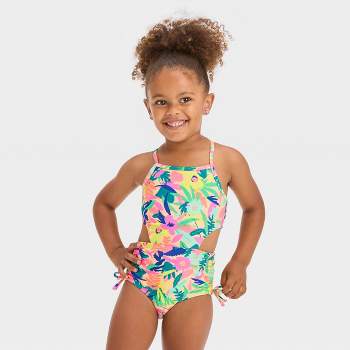 Yellow One Piece Ruffle Yellow One Piece Swimsuit For Girls, Ages
