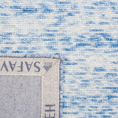Handmade Blue Wool 3' x 5' Rectangular Area Rug