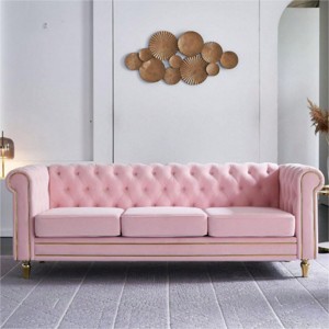 85''Modern Long Sofa,Velvet Couch,Upholstered Sofa With Arms And Golden Metal Legs,Luxury Comfy 3-Seater Couch,Living Room Sofa-Cuddlewood - 1 of 4