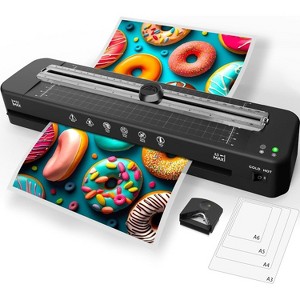 CRENOVA 13" A3 Laminator Machine All-in-One Set with 50 Sheets, Black, Built-in Cutter & Corner Rounder, Hot/Cold for School & Home - 1 of 4