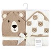 Hudson Baby Cotton Animal Face Hooded Towel, Tan Bear, One Size - 2 of 4