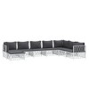 vidaXL - 8 Piece Patio Lounge Set with Cushions, Flexible Modular Design, Powder-Coated Steel Frame, Woven Fabric, Comfortable Seat Experience, White - 3 of 4