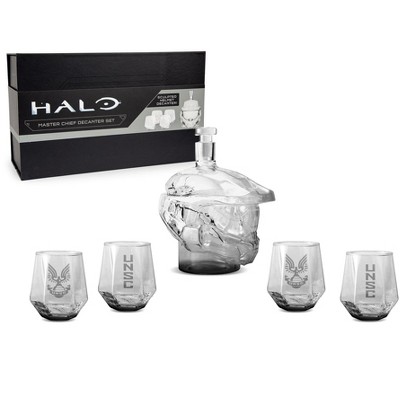 Halo Master Chief Helmet Glass Whiskey Decanter Set with Glasses