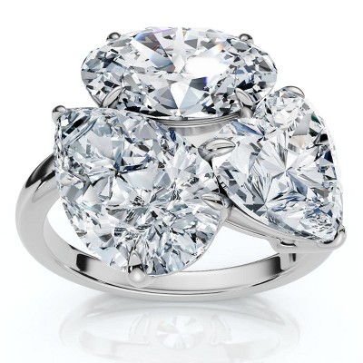Pompeii3 Certified 6Ct Abstract 3-Stone Diamond Ring 14k White Gold Lab Created