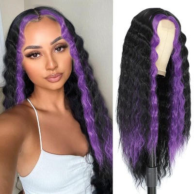 Jessie's Wig 28 Inch Wavy Wig 4*1 Synthetic Hair Omber Purple 1 Pc/Pack
