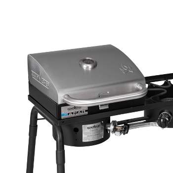  COSTWAY Portable Gas Grill, 20,000 BTU Tabletop Barbecue Grill  with 2 Burners, Dual Temperature Control, Folding Legs, Built-in  Thermometer, Propane Gas Grill for RV Backyard BBQ Camping Patio, Black :  Patio